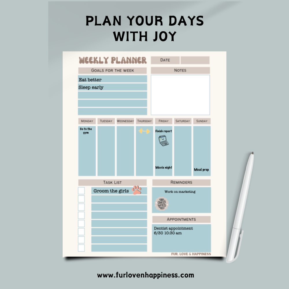 Weekly Planner -- Downloadable PDF