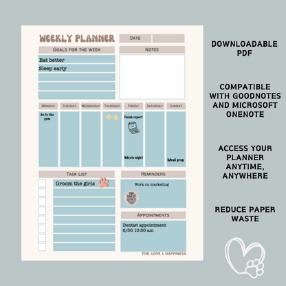 Weekly Planner -- Downloadable PDF