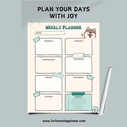 Weekly Planner (Doggie) -- Downloadable PDF